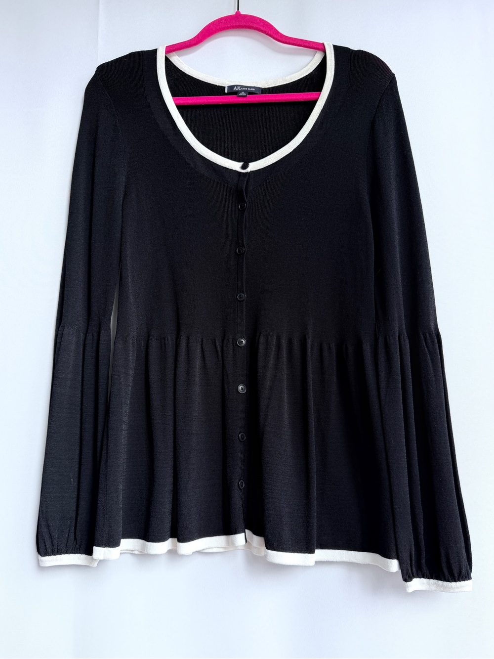 Vintage Anne Klein Black White Peplum Cardigan Top Medium – Tagged Diff